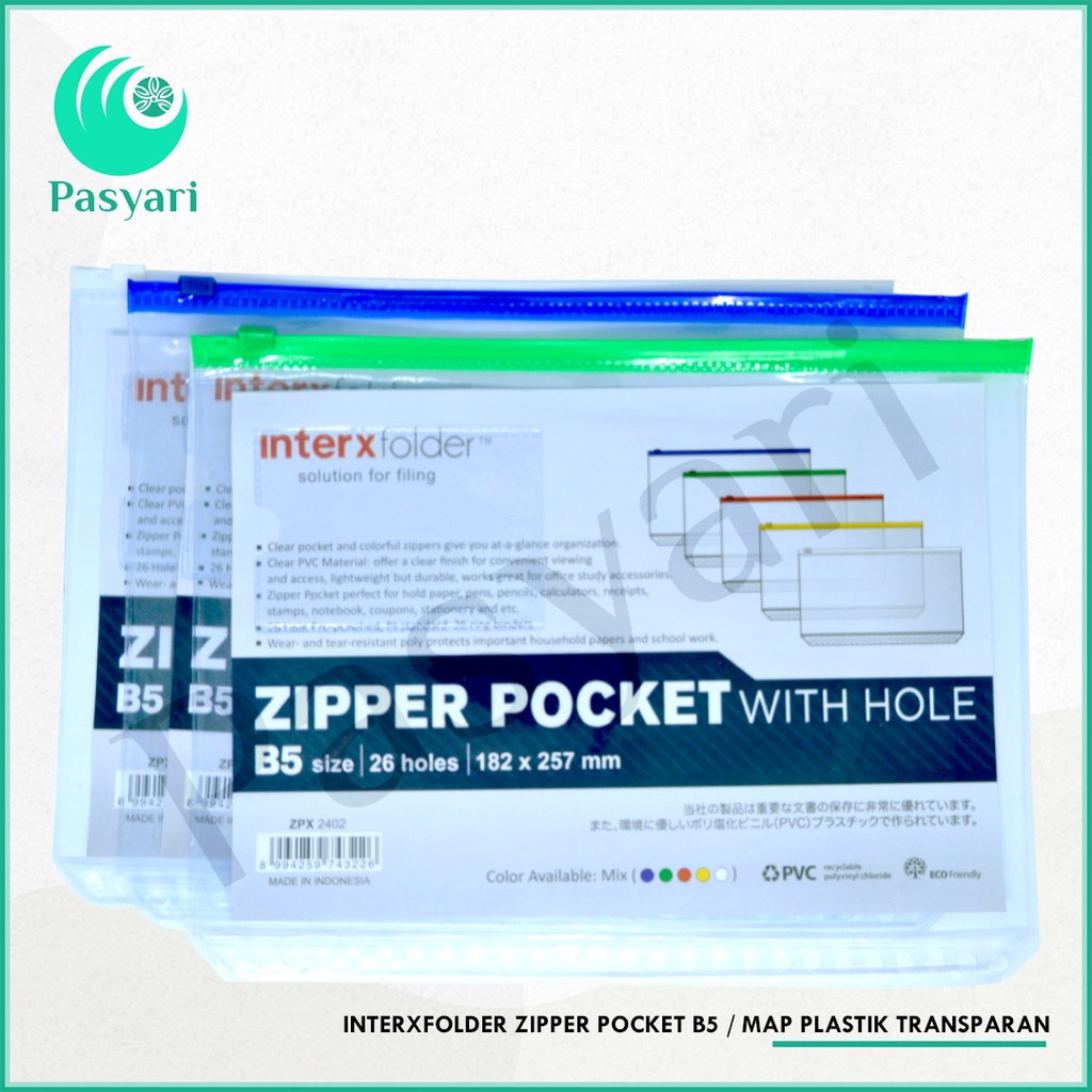 

Interxfolder Zipper Pocket B5 / Map plastik transparan