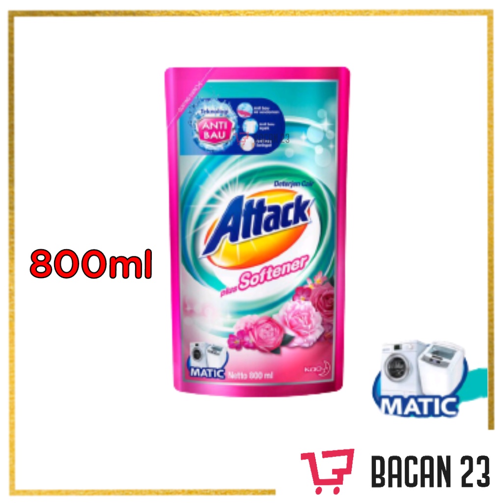 AttacK Plus Softener Matic ( 800ml ) / Deterjen Cair / Sabun Cuci Baju / Bacan 23 - Bacan23