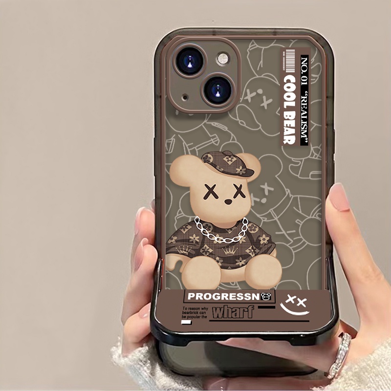 Case Transparan Motif Beruang Untuk IPhone X XS XR 11 12 13 Pro Max 6 6S 7 8 Plus