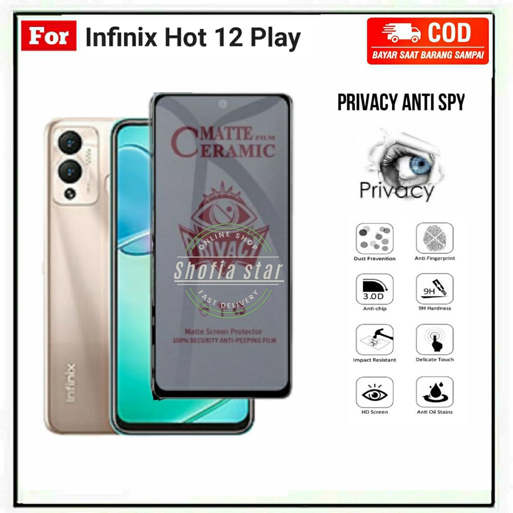 TEMPERED GLASS BLUE LIGHT INFINIX HOT 12 PLAY 12 PLAY NFC 12 12I TG LAYAR ANTI RADIASI KACA FULL COVER