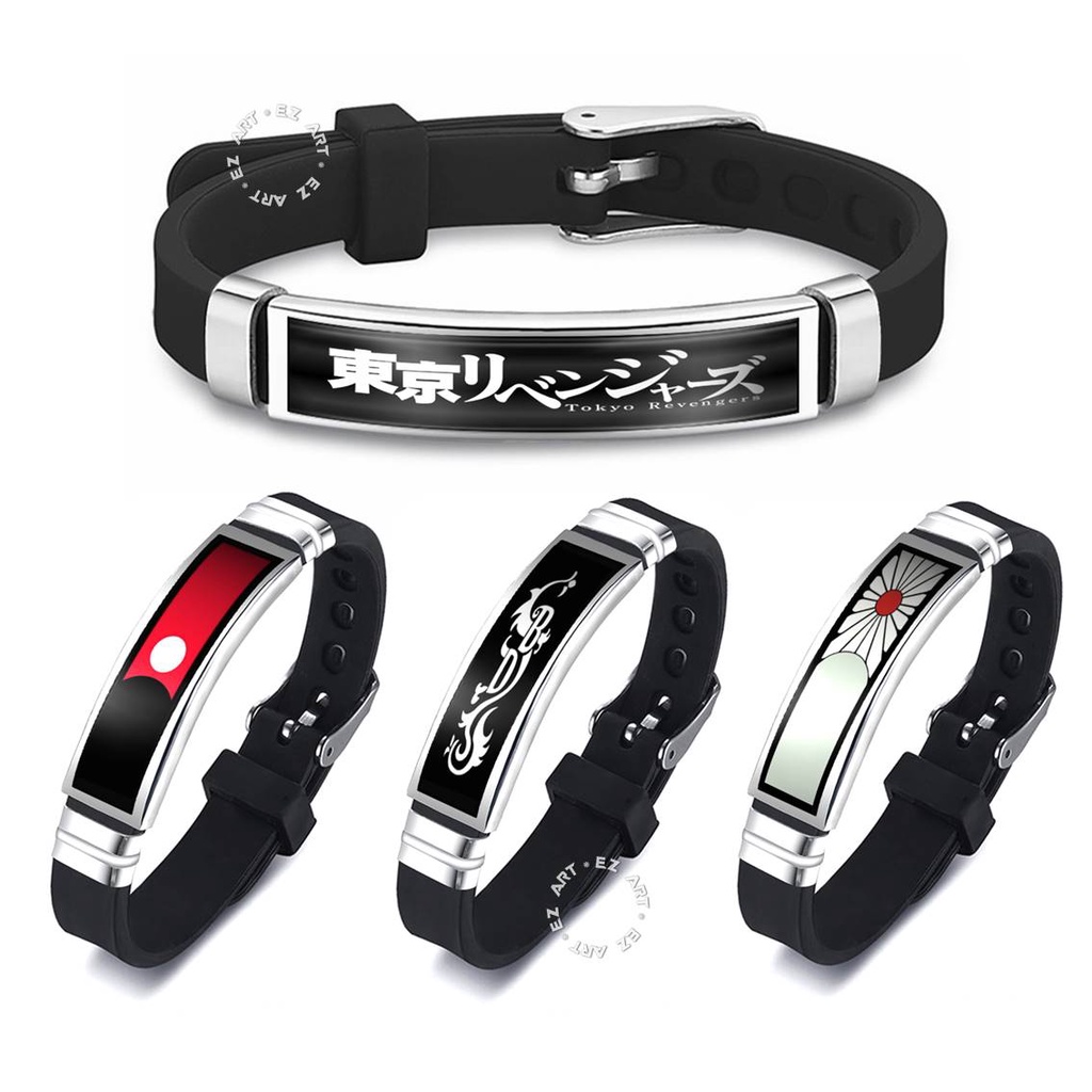 GELANG ANIME TOKYO REVENGERS KARET SILICONE PLAT STAINLESS STEEL KACA EPOXY MODEL SABUK STRAP