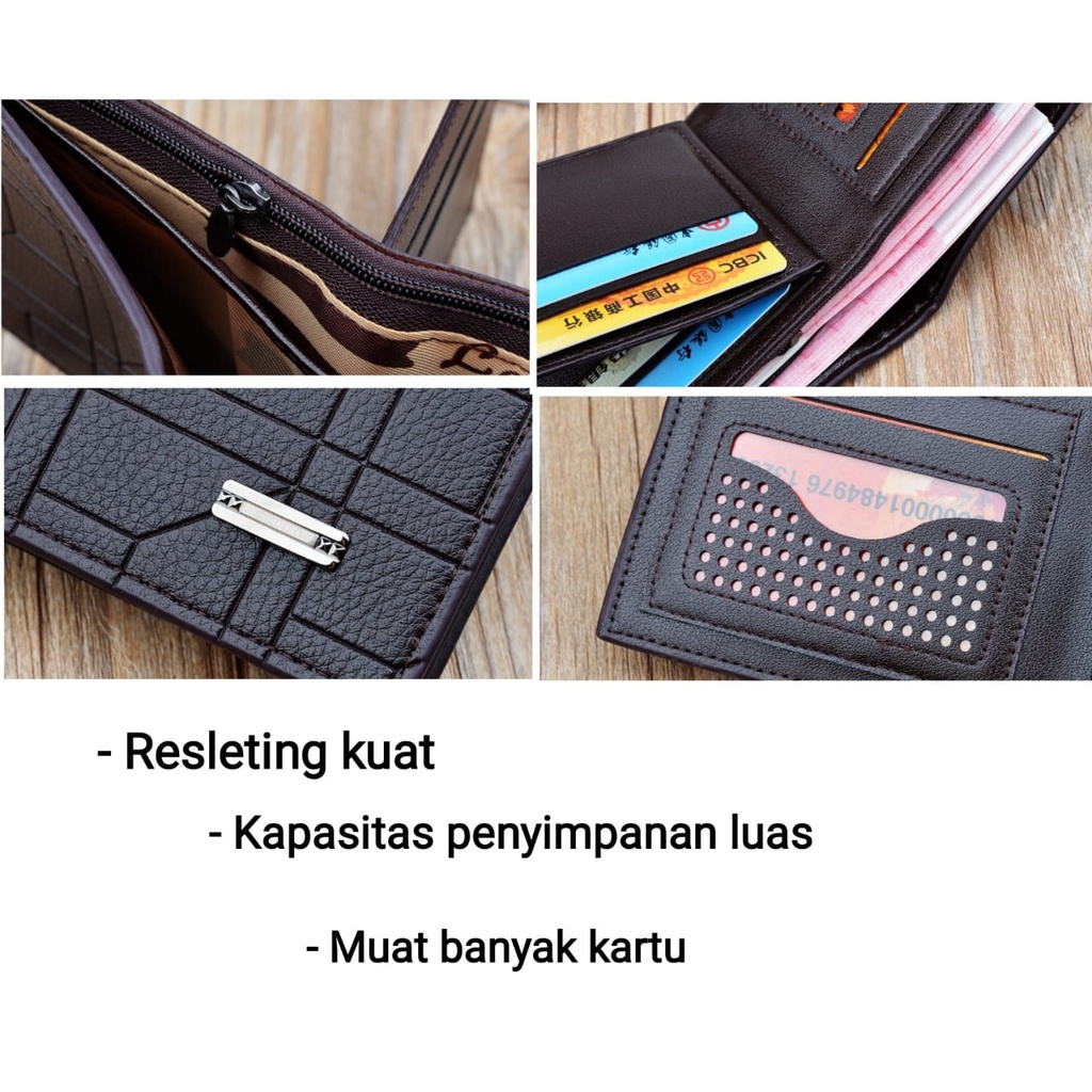 DOMPET LIPAT PRIA ORIGINAL KULIT HITAM SANTIAGO KECIL PENDEK TIPIS SLOT KARTU BANYAK COWOK KEREN DISTRO PREMIUM IMPORT BRANDED MURAH ORI