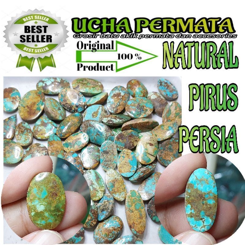 Borongan murah 5pcs batu akik pirus persia jumbo urat hijau biru 01