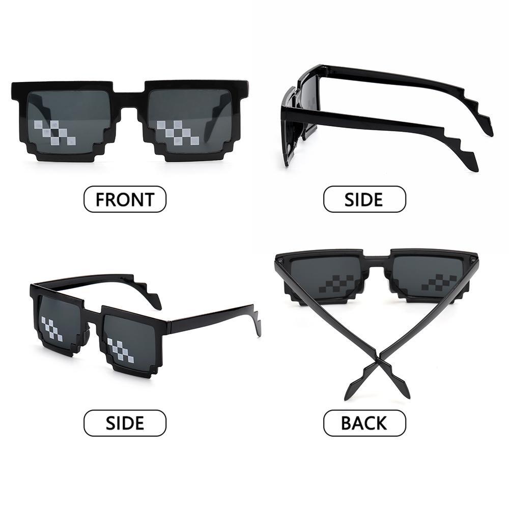 Suyo Kacamata Mosaik Pixelated Keren Halloween Cosplay Properti Foto Gamer Robot Sunglasses