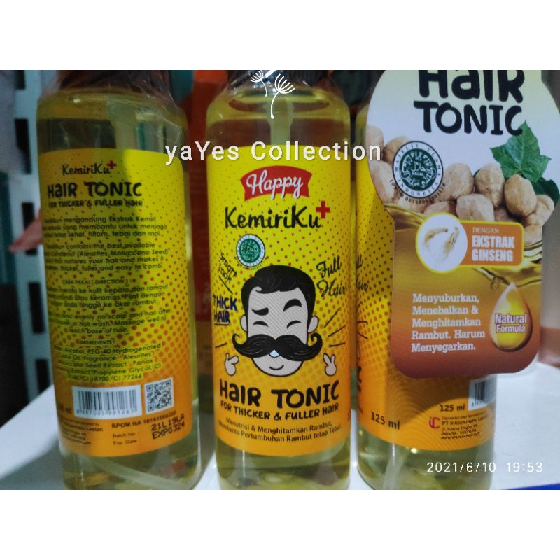 Hair Tonic Kemiriku 125 ml Spray Klimis Pomade 80g menyuburkan Hitam Tebal Rambut Happy Kemiri Thicker fuller Hair Men