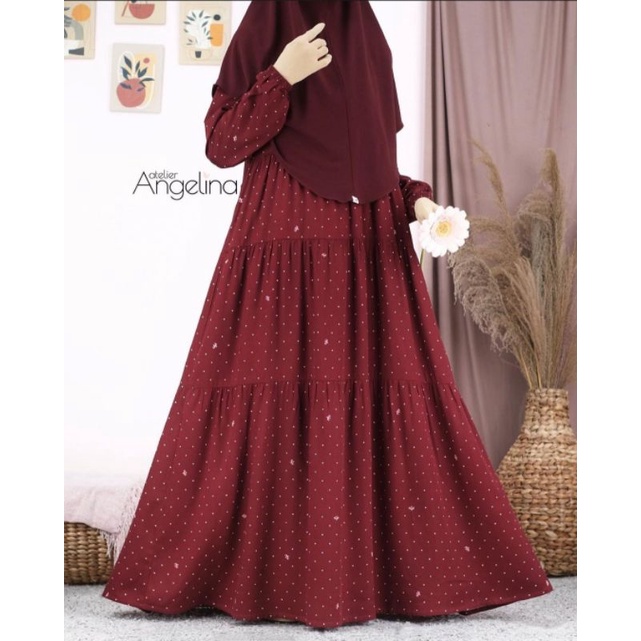 Bella dress Polkadot maroon ATELIER ANGELINA