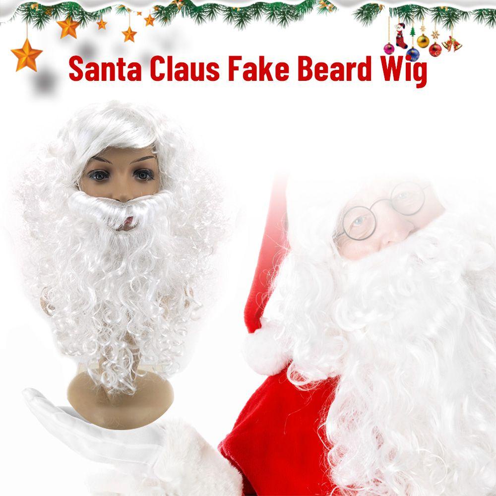 R-flower Santa Wig Masquerade Rambut Pendek Full Wig Rambut Palsu Jenggot