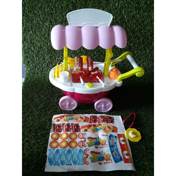 Mainan Anak BBQ Cart Play Set/ Mainan BBQ