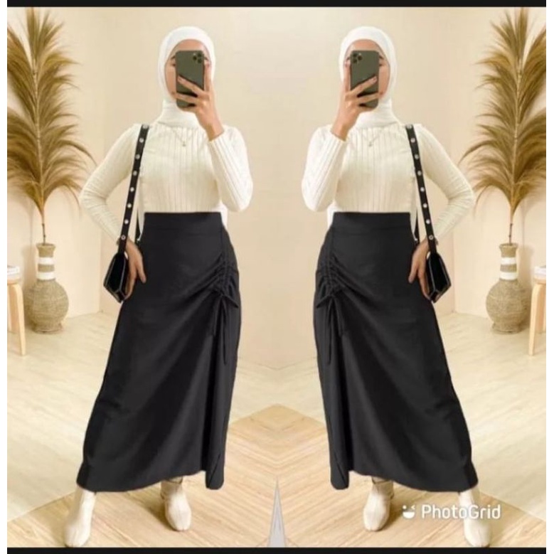 Rok Serut Samping Premium Crinkle Airflow/ Skirt Korean Style Hight Waist