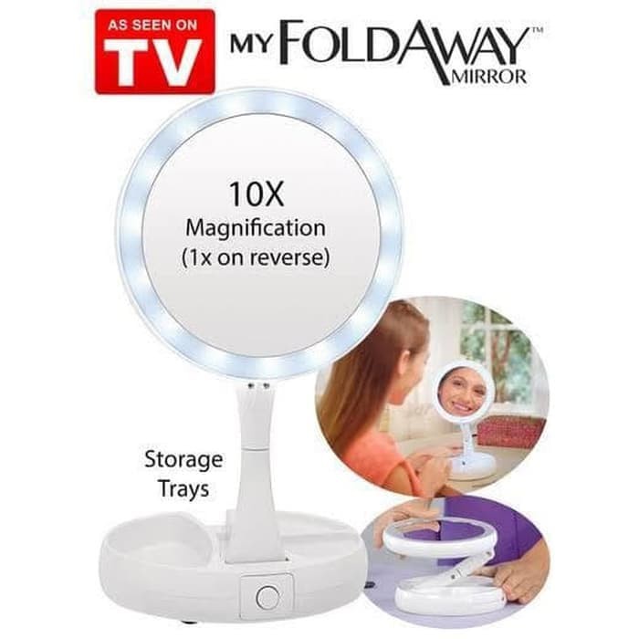 Cermin Make Up My Fold Away Mirror Tempat Alat Rias Lampu Portable