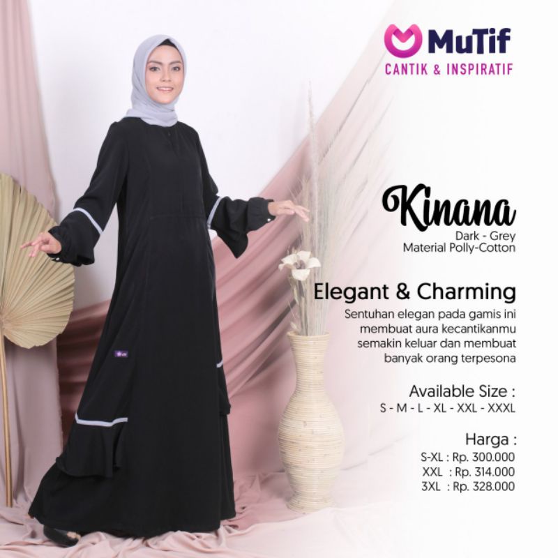 GAMIS MUTIF KINANA AFTER DARK - GREY