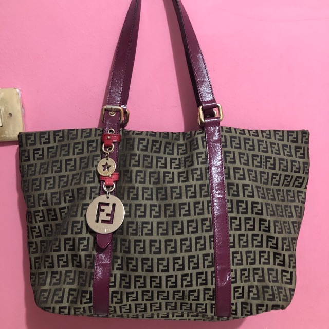 tas preloved authentic fendi zucca tote bag original asli second bekas