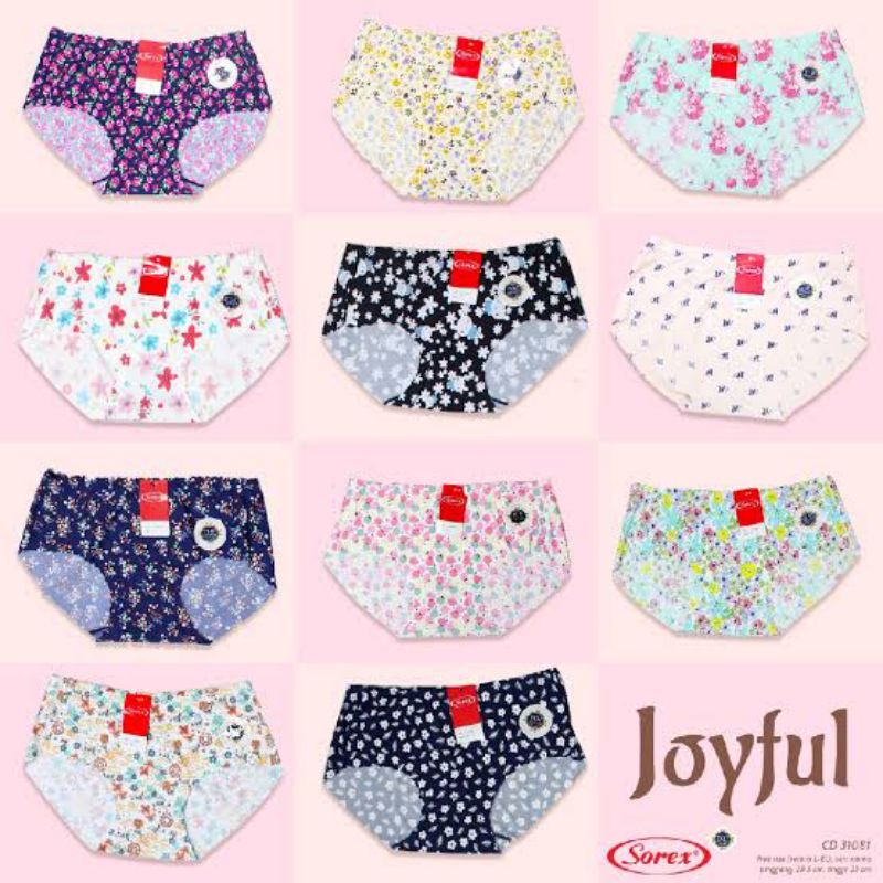 CD CELANA DALAM 31186 WANITA MOTIF SEAMLESS SOREX TANPA JAHITAN FIT XL/ 3 pcs