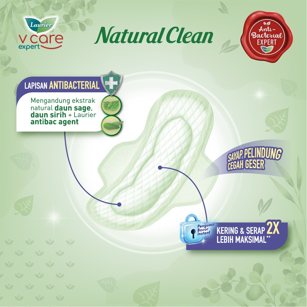 Laurier Natural Clean Day Wing 22cm 20s - Pembalut Wanita