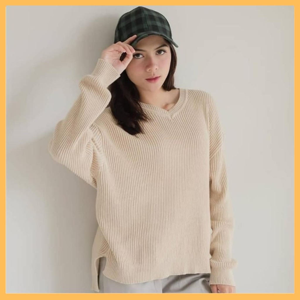 BISA COD !!  BOXY V-NECK VIONA PREMIUM / SWEATER RAJUT WANITA / SWEATER VNECK / BAJU RAJUT /   ATASAN RAJUT WANITA KEKINIAN