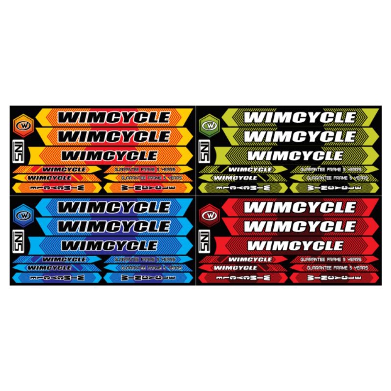 satu lembar isi 4 stiker sepeda bmx UK 12/16/18 decal WIM cycle