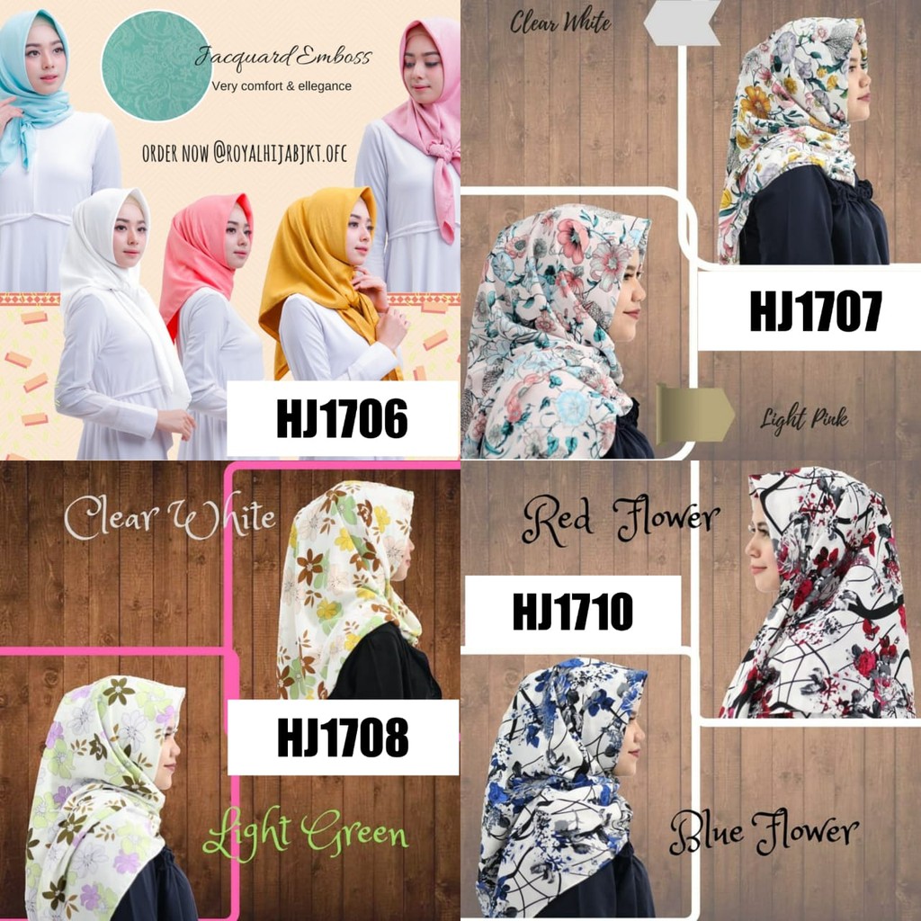 Jilbab Segiempat MURAH Hijab Segiempat Motif Bunga Polos