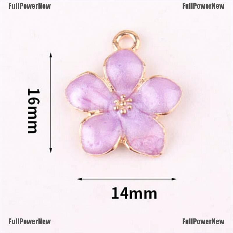 [FULLのJY] 10Pcs/Set Enamel Alloy Flower  Charms Pendant Jewelry Findings DIY Craft Making