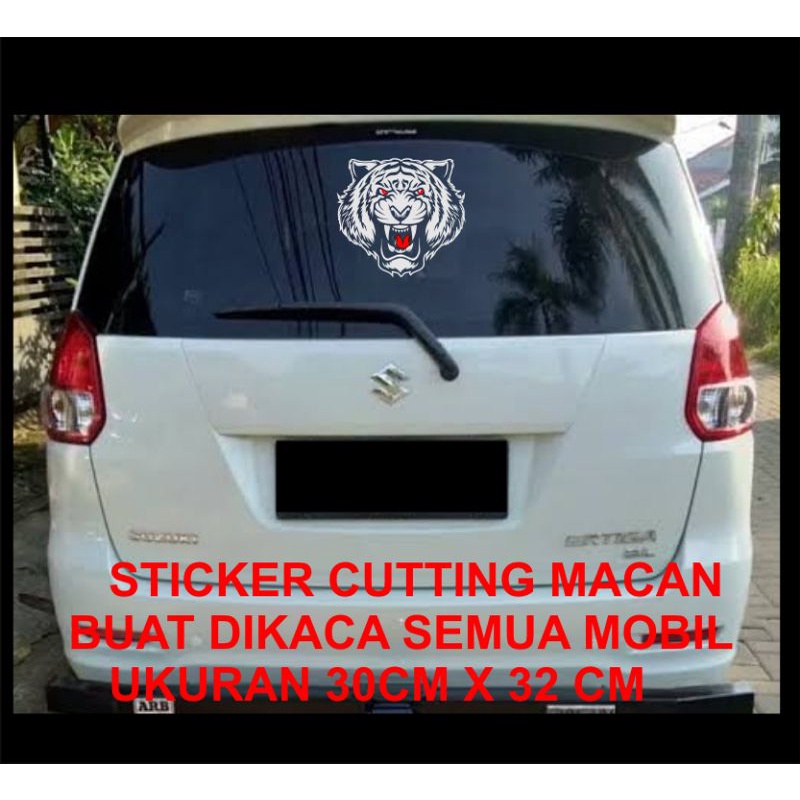 sticker mobil kepala macan harimau