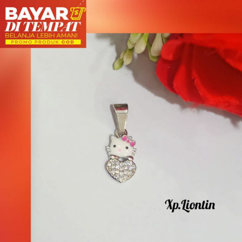 Liontin karakter anak Hello Kity kombinasi permata&amp;cat,Gold&amp;Silver tidak karat