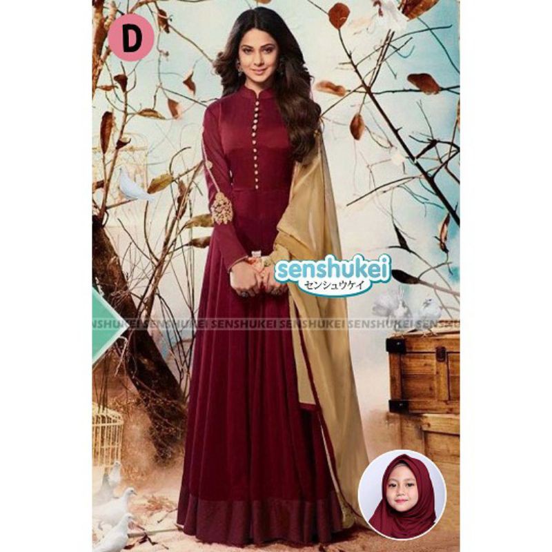 DKPS Baju Gamis + Hijab Anak Kecil Perempuan Baju Gamis Anak Kecil Perempuan Umur Usia 4 5 6 7 8 9 1