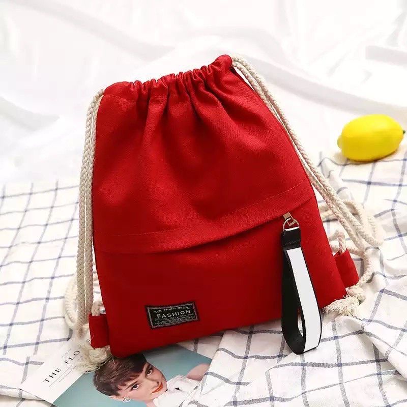 DF501 Gymsack Serut Canvas - Tas ransel serut canvas termurah tas srut ala korea bisa cod tas gemblok wanita backpack cewe