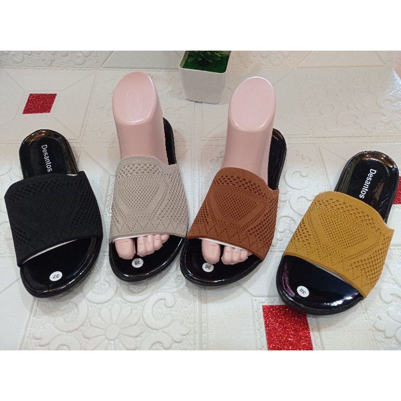 Sandal Slop Desantos rajut motif/sandal rajut wanita 4