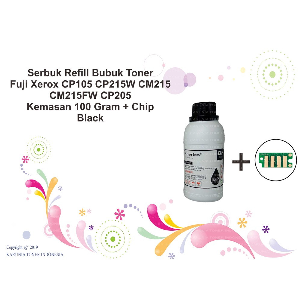 Serbuk Toner For Fuji Xerox + Chip CP215W CM215 CM215fw CP205 CP205w CM205w Kemasan 100 Gram CMYK