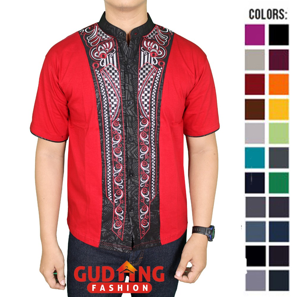 Baju Koko Dewasa Katun Lengan Pendek Bordir - Banyak Pilihan Warna KKS (COMB)