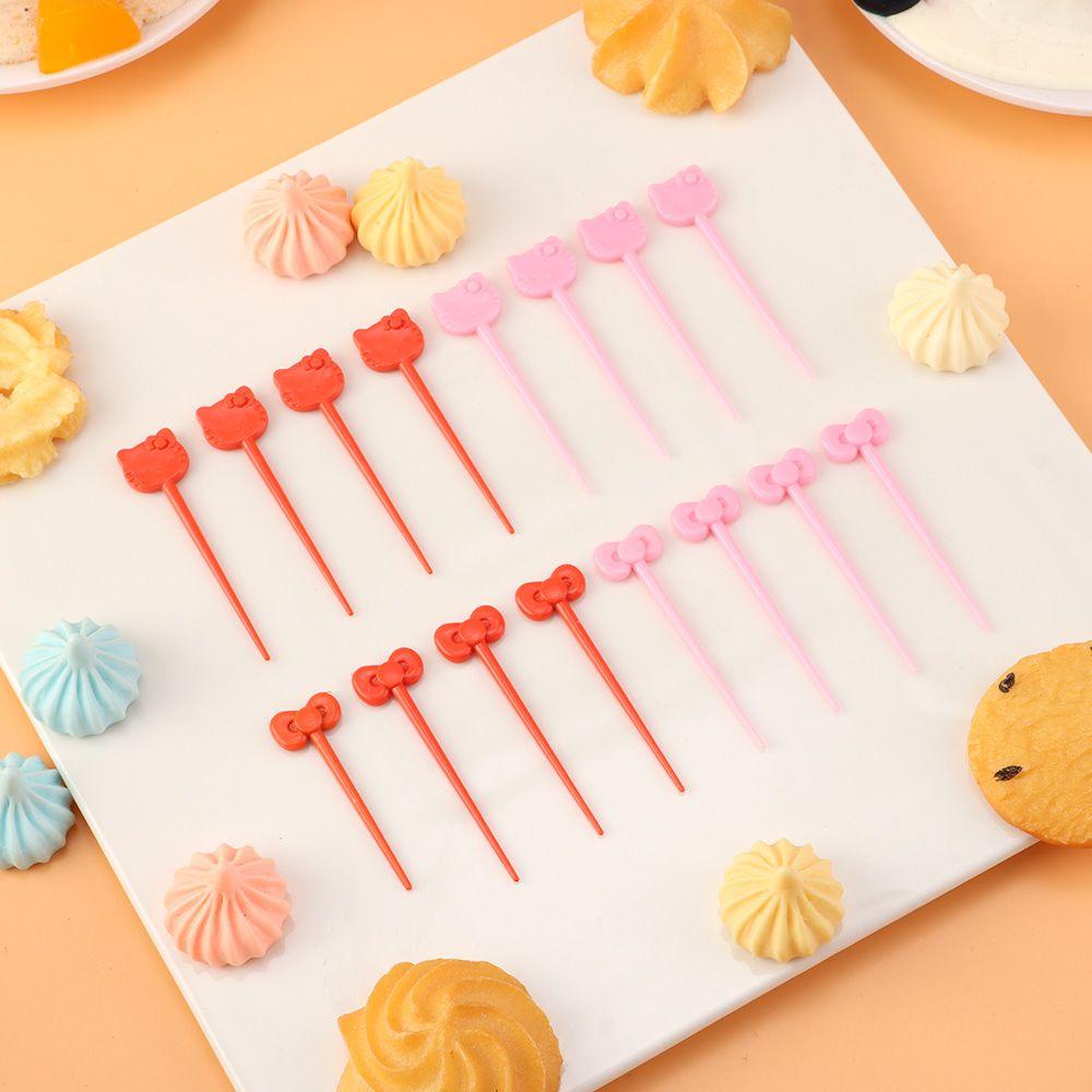 SOLIGHTER 8Pcs Cartoon Cat Food Picks Party Ornament Toothpicks Fruit Forks Lunches Decor Cute Kawaii Kids Gift Kitchen Accessories Bento Tools/Multicolor