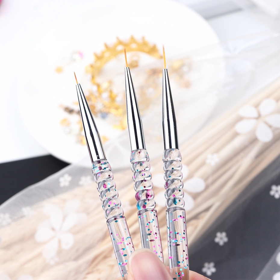 5pcs / Set Brush Nail Art Gagang Akrilik Ultrafine Untuk Kutek Gel UV Manicure DIY