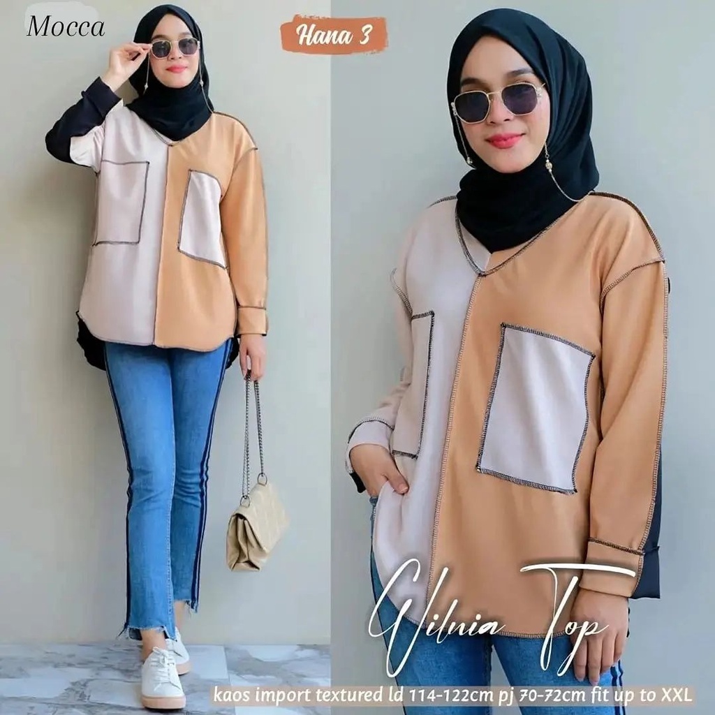 WILNIA TOP BLOUSE Bahan SCUBA LD 114 CM PB 70 CM ( BACA DESKRIPSI SEBELUM ORDER )