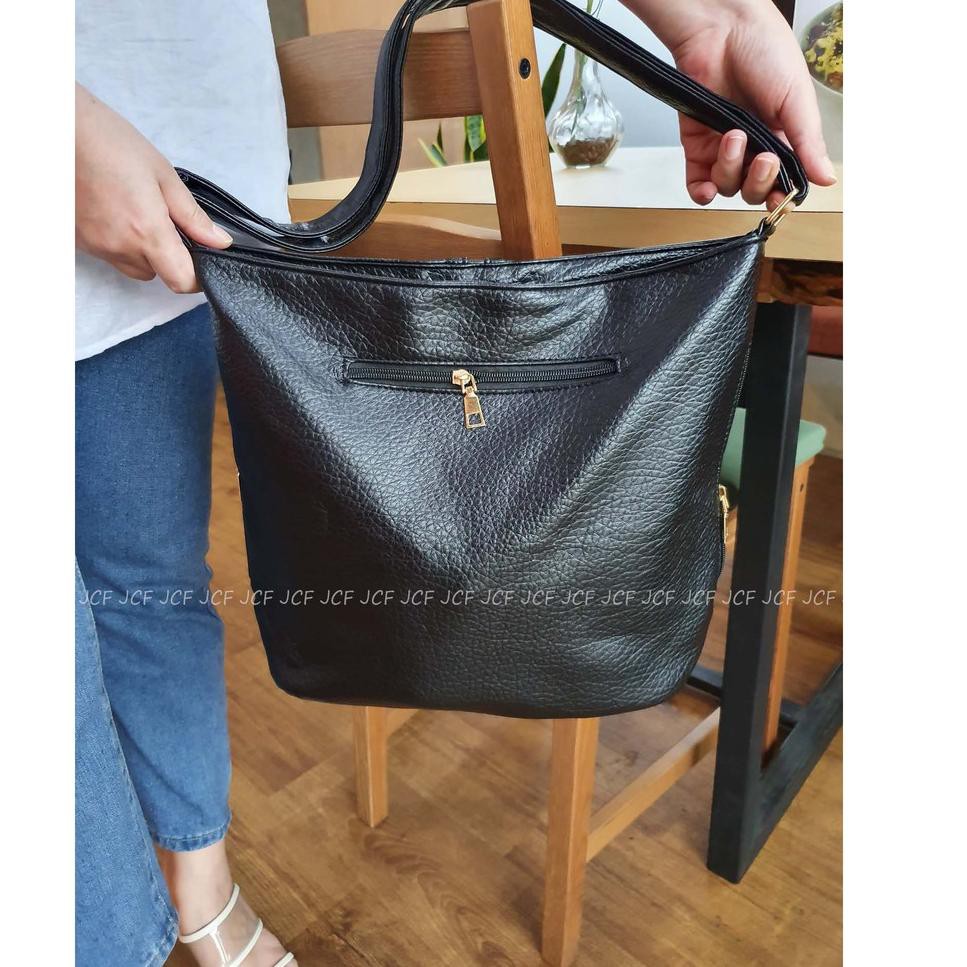 Tas Import Wanita Kerja Kulit Hitam Terbaru 2020 Ukuran Besar Elegan Resleting Gracious