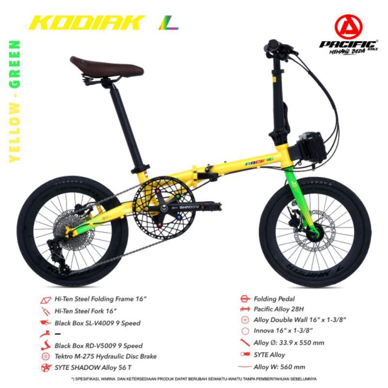 Sepeda lipat 16 pacific kodiak L hidraulic 9 speed