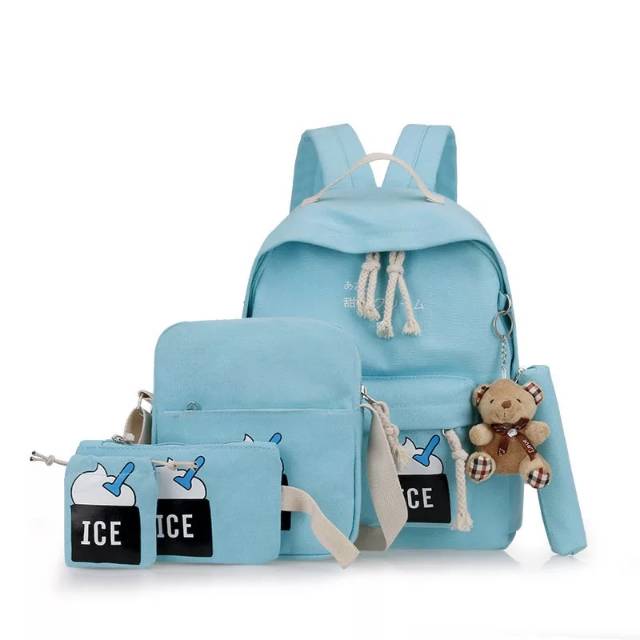 Ransel MURAH Anak satu set motif eskrim WALLS 4in1 kanvas