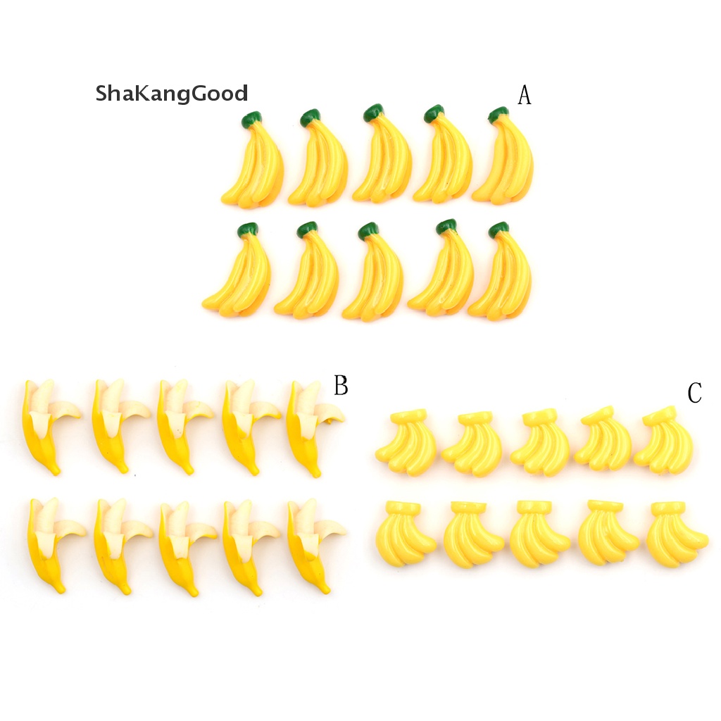 Skid 5pcs / Set Hiasan Pisang Flatback Bahan Resin Untuk Dekorasi Scrapbook / Handphone DIY