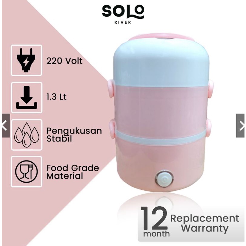 

SOLO RIVER Electric Lunch Box 2 Layer Tingkat Kotak Bekal Alat Pemanas Makanan Elektrik Jajan Penghangat Nasi Daging Sayur Buah Ayam Sapi Kambing Sop Sup MultiFungsi Praktis Higienis Ekonomis 2 Lapisan Hangat Panasin Panas Manasin Hangatin Lunchbox