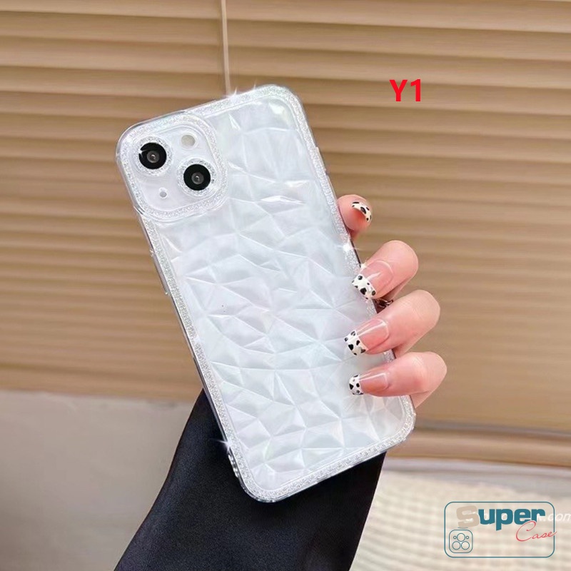 Soft Case TPU Transparan Motif Berlian 3D Untuk Samsung A12 A32 A52 A03s A13 A33 A73 5G A23 A03 Core A53 A02s A52s M12