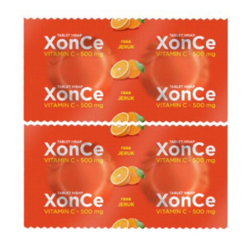 XonCe 500mg strip / 2 tab -- Suplemen Multivitamin Vitamin Vitacimin Vicee C 500 mg permen