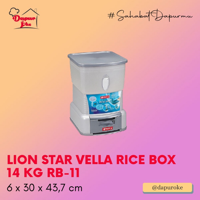 

978EqW Lion Star Vella Rice Box 14 Kg Rb-11 / Tempat Beras WQ0112