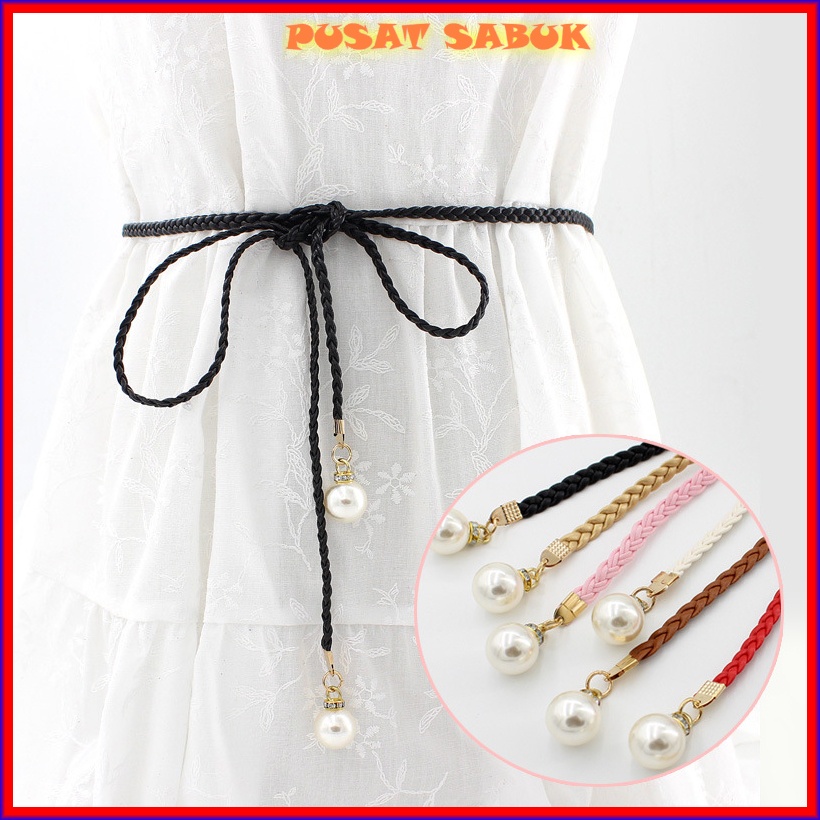 Gesper Belt Tali Ikat Pinggang Kepang Kecil Wanita Sabuk Cewek Women Fashion Gasper Kekinian Korea Aksesoris Impor Murah Praktis Modis Hitam Merah Putih Baru Ramping Waist Blet Pingang Mutiara Pesta Hias Ibu Cantik Bulat Panjang Cm Coklat Kulit Mini Polos