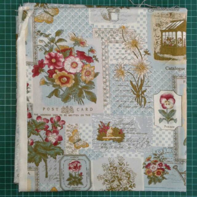 Kain Kanvas Linen Motif Bunga Postcard