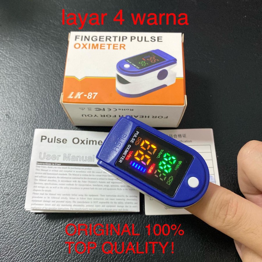 LK87 - LK88 LED 4 Warna Oximeter Oxymeter Pulse Oksigen Darah Jantung Saturasi Tes