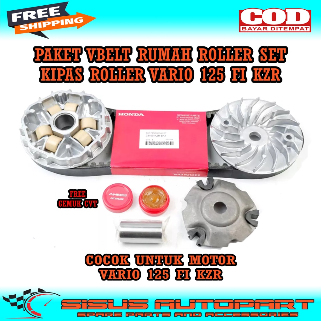 PAKET VANBELT RUMAH ROLLER ASSY KIPAS ROLLER VARIO 125 FI VARIO 125 OLD / VBELT+RUMAH ROLLER SET+KIPAS ROLLER VARIO 125 LAMA / PAKET CVT VARIO 125 KZR