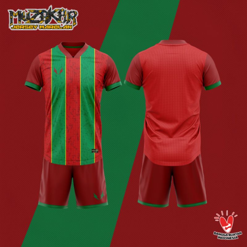 Muzakar Baju Futsal Setelan Stelan Jersey Bola SIXA MAROON HIJAU ,Bisa Sablon