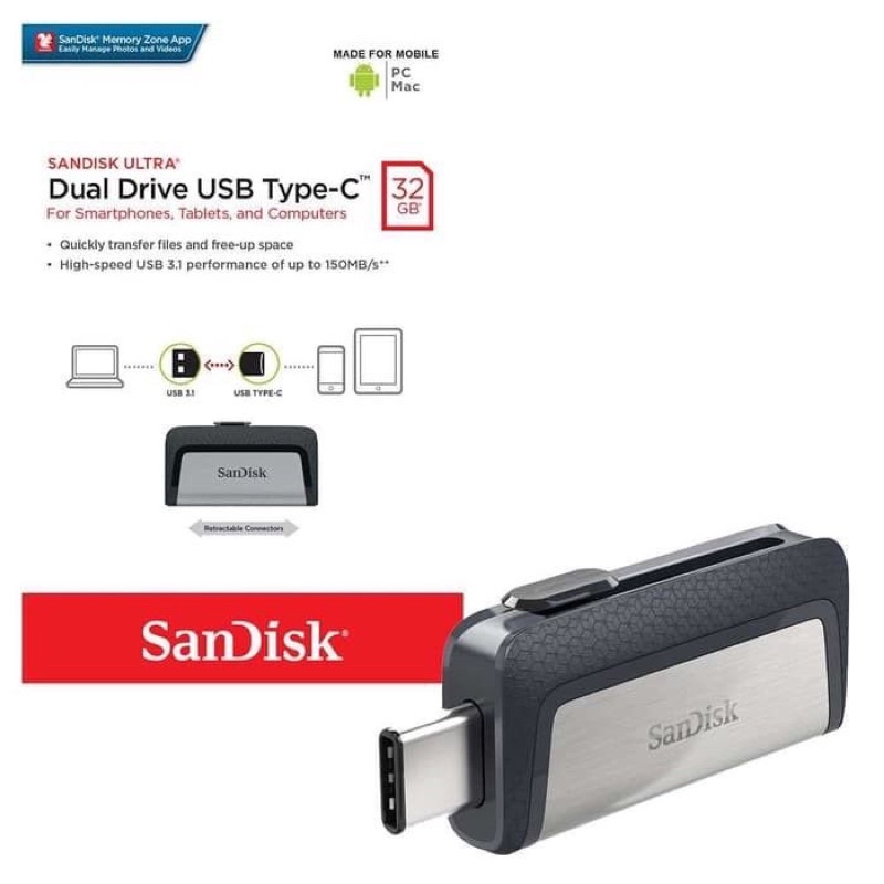 otg SanDisk type c Ultra Dual Drive OTG USB Type-C USB 3.1 Up To 130MBps 128GB Promo Sen