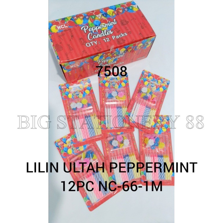 Lilin Ultah Peppermint 12pc NC-66-1 M