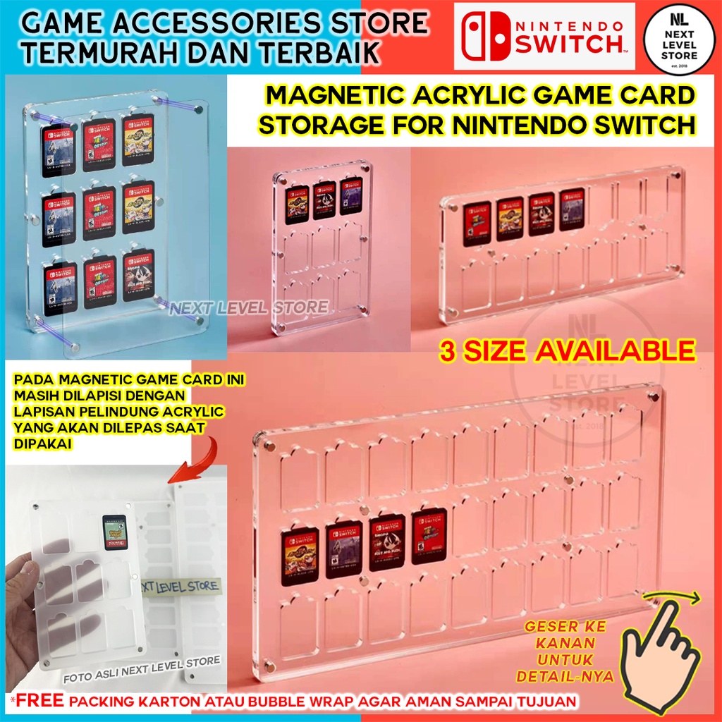 Magnetic Game Card Storage Box Acrylic Clear for Nintendo Switch Games