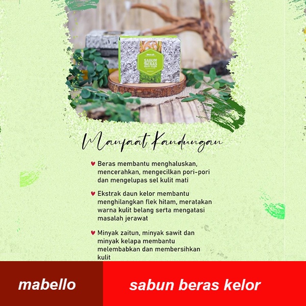 Sabun beras daun kelor mabello untuk mencerahkan kulit muka wajah dan badan mabelo BPOM