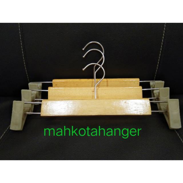 Hanger Kayu Jepit Natural (30cm) | Gantungan celana kayu jepit natural